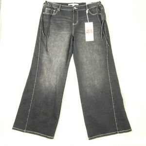 Celebrity Pink Side Tie Wide Leg Women's XL Black Stretch Boho Hippie 70's NWT